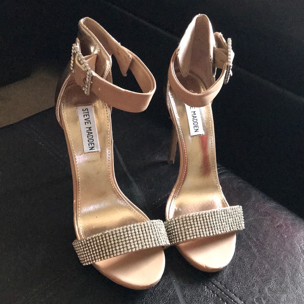 Open toe rhinestone stilettos